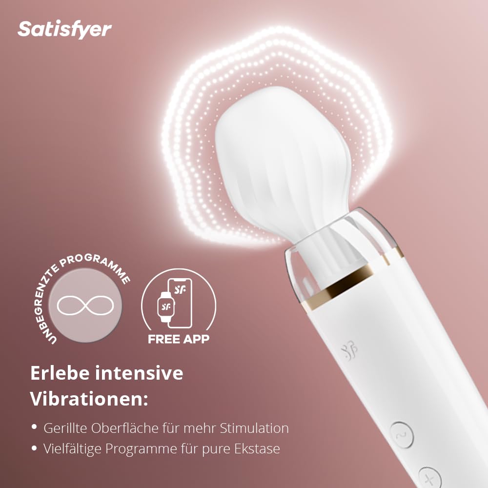 Satisfyer Double Wand-er Frau Connect App Massager XXL | Extra starker Vibrator mit App-Steuerung | Wasserdicht (IPX7) & aus Silikon | Körpermassage und erotische Stimulation | Sex-Spielzeug