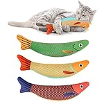 Spielzeug mit Katzenminze, 3 Stück Fische Simulation Waschbares Katzen Spielzeug, Plüsch Katzenspielzeug mit Glocke im Inneren, Plüsch-Cartoon-Kätzchen, Zahnen, Interactive Cat Toy