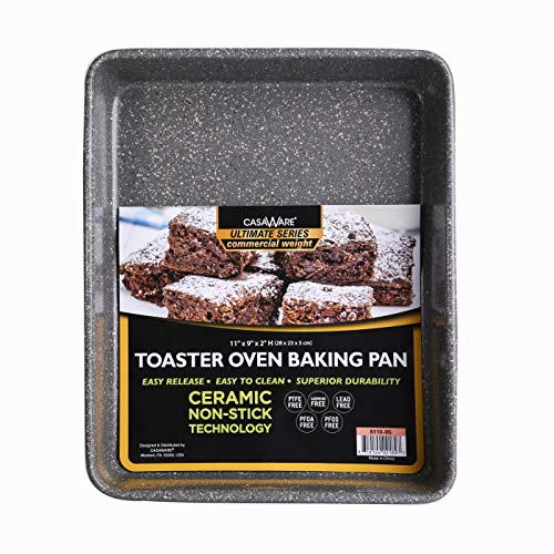 Comparison: Best Pans For Toaster Oven casaWare 11 x 9 x 2-inch Toaster Oven Ultimate Series Commercial Weight Ceramic Non-Stick Coating Baking Pan (Silver Granite)