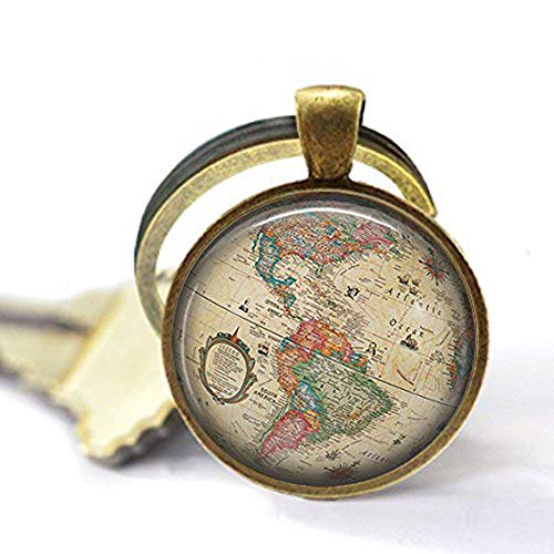 KWYUT Vintage Globe Keychain Antique Map Jewelry Old World Travel