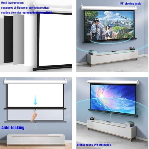 Pantalla manual retractil de 72 pulgadas 4:3 para proyector miniatura 4