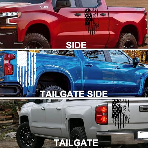 Image of Truck Decals,White American Flag Decal,Creativity American Flag Car Decal,Truck Tailgate Vinyl Decal Compatible with Most Trucks and Car Window,Truck Decals for Men(White Eagle 16x9in)