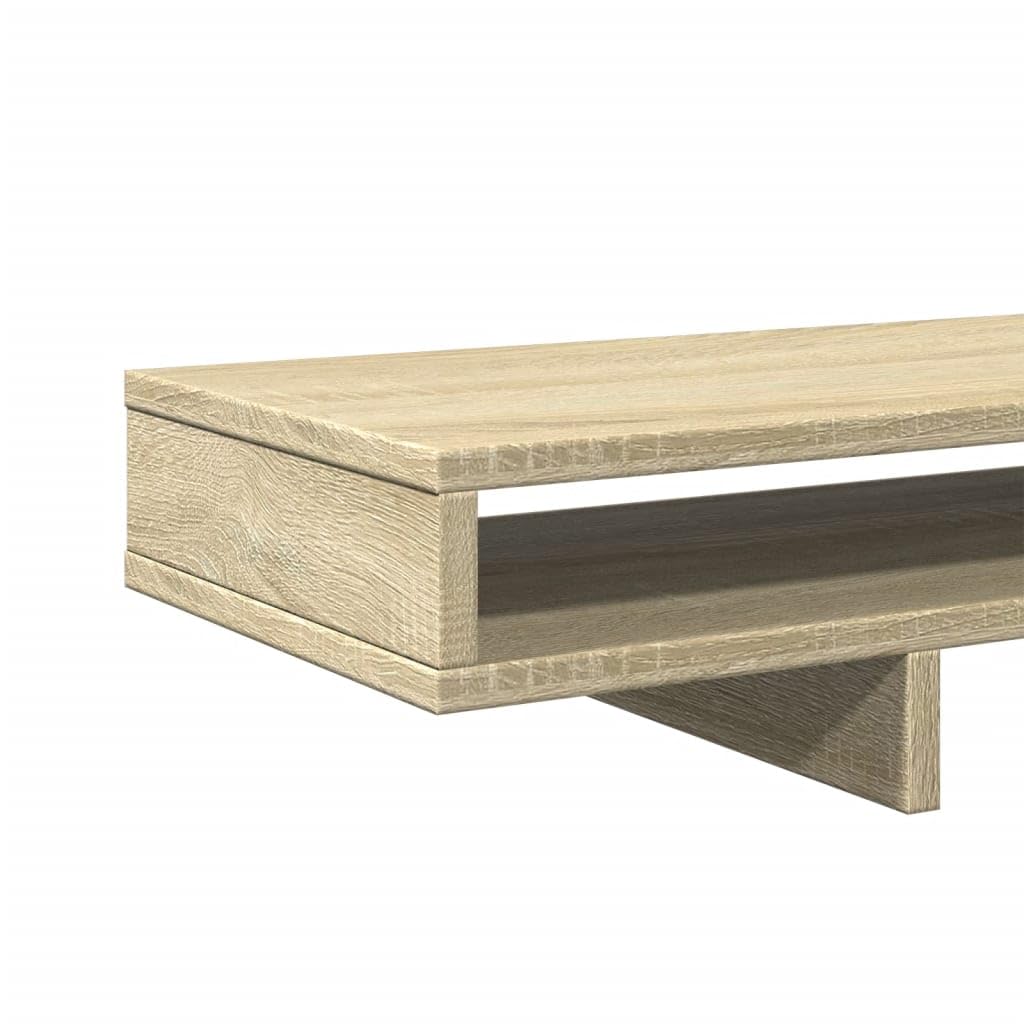 Supporto per monitor per ufficio in legno di rovere Sonoma con 2 scomparti organizer da scrivania e rialzo per monitor con spazio di archiviazione
