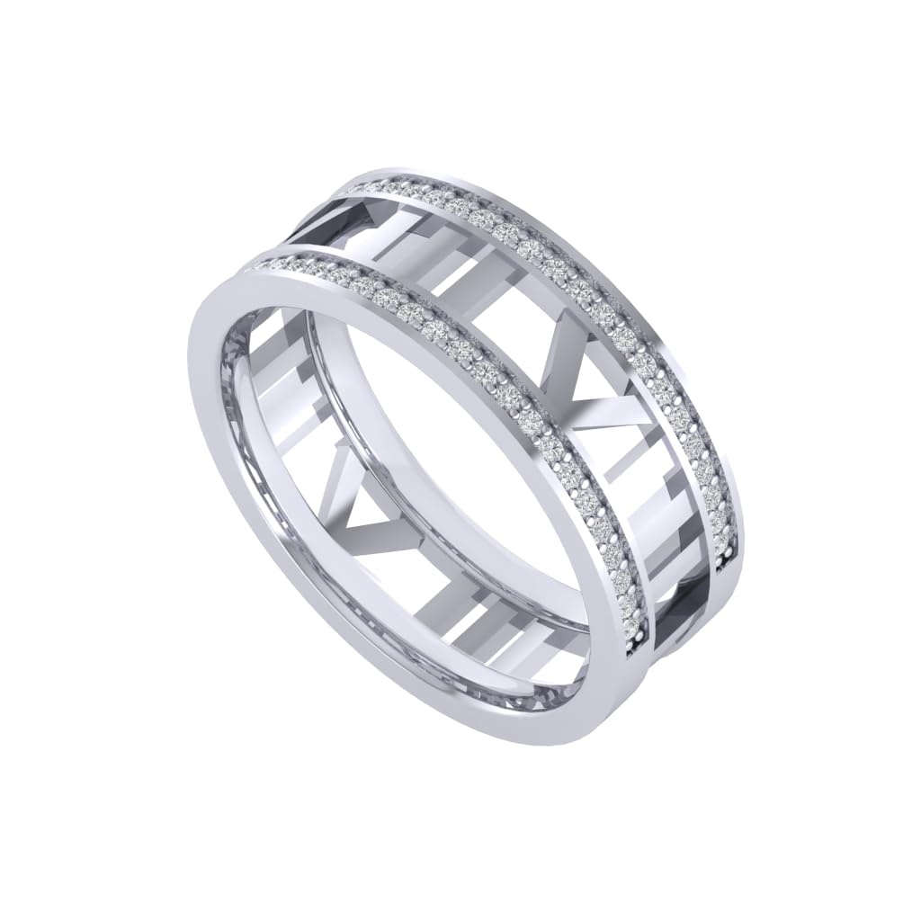 Pure 925 Sterling Silver Modern Designer Band Ring | Gold, Rhodium, Rose Gold Plating Options | Diamond Ring Gift for Men and Boys | Model RSM00103-picture-31