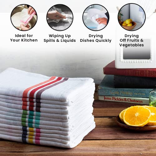Candy Cottons Set Of 12 Kitchen Dish Towels, 100% Cotton Kitchen Towels, With Hanging Loop, Dishcloth Sets For Washing & Drying Dishes, Tea Towels & Hand Towels 18X28, Multi #TOP3
