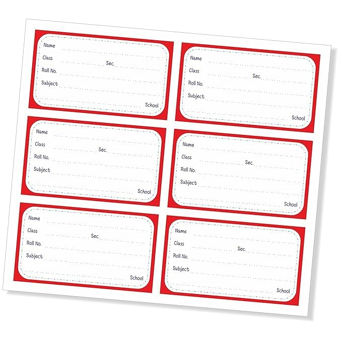 SEJASCOLLECTIONS | Pack of 64 Sticker | School Notebook Name Slip Stickers for Kids:- 90 x 51 mm, Medium Size, Name Slip Paper Labels, Multicolour (Pack of 64 Sticker)