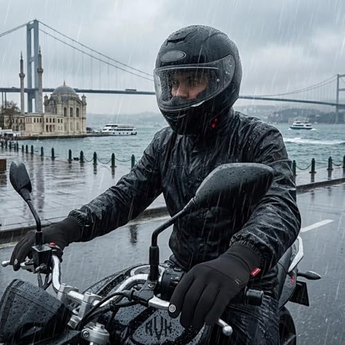 RVK Mevsimlik Motosiklet Eldiveni Şehir İçi Kurye ve Günlük Sürüş İçin İdeal, Rüzgar Korumalı Dokunmatik Ekran Uyumlu, L Beden