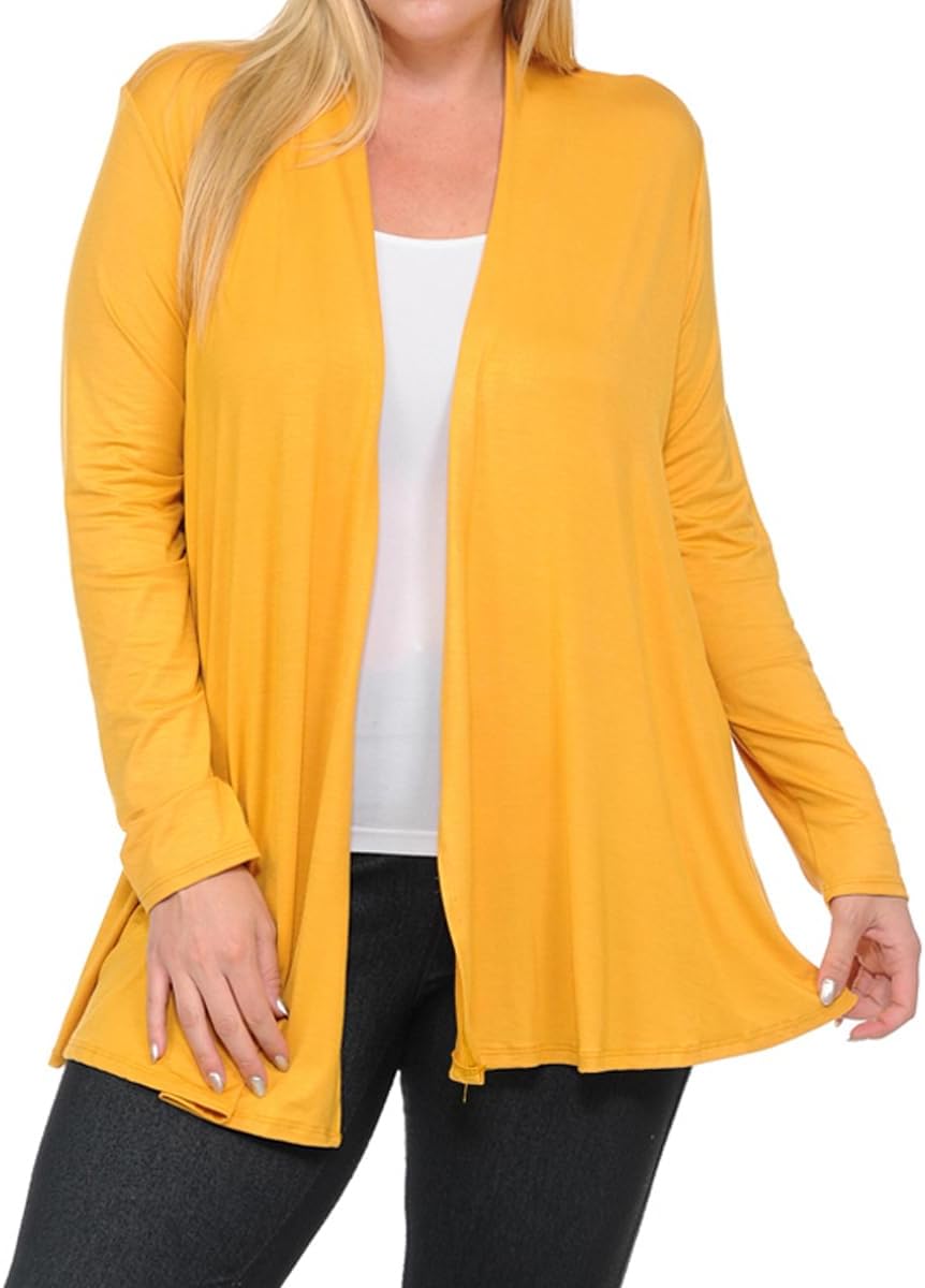 Pastel by Vivienne Women's Long Sleeve Jersey Plus Size Cardigan