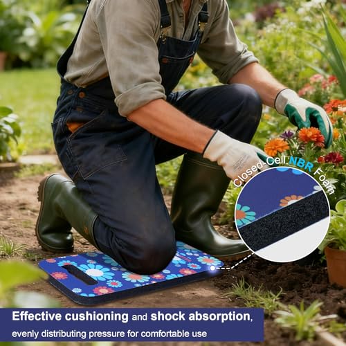Image of MELOTOUGH Garden Kneeling Pad, 1 inch Thick Soft NBR Foam Kneeling Pads for Gardening, Cleaning, Work - Lightweight & Comfortable, 15.75 inchx7.2 inch (Blue Flower)