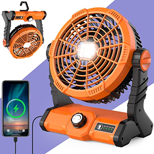 kejector Battery Powered Fan Rechargeable - 18000mAh Portable Camping Fan with LED Lights, USB, Auto...