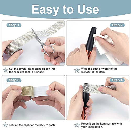 Selbstklebende Strass-Streifen, 3 Meter Glitzer Kristall Strass Diamantband zum Selbermachen Dekoration Aufkleber für Heimwerker Auto Telefon Basteln, Silber, 1 Rolle