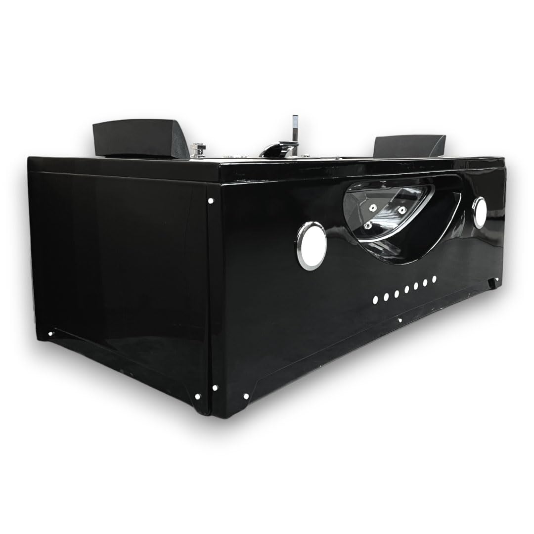 VASCA BAGNO IDROMASSAGGIO NERA MODELLO HYPNOTIC 180 X 90 CM CROMOTERAPIA SPA 2 PERS NUOVA