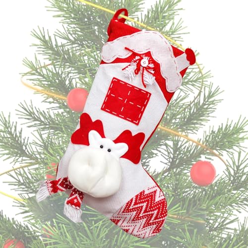 クリスマスツリー用 ストッキング オーナメント, ホームデコレーション キャンディ バッグ, クリスマスエルクストッキング飾り, 暖炉 マントル 階段 家庭 農家 庭 ヤード ポーチ パティオ用