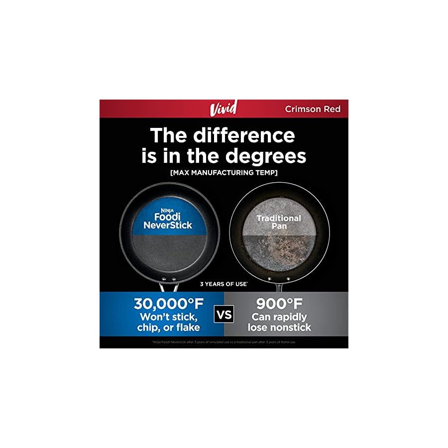 Ninja C29500 Foodi NeverStick Vivid 10-Piece Cookware Set, Crimson Red & K32012 Foodi NeverDull Premium Knife System, 12 Piece Knife Block Set, Black