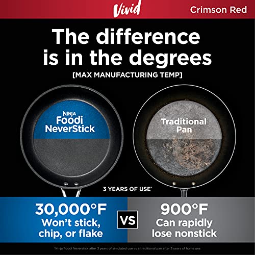Ninja-C29500-Foodi-NeverStick-Vivid-10-Piece-Cookware-Set-with-Lids-Nonstick-Durable-Oven-Safe-to-400F-Cool-Touch-Handles-Crimson-Red