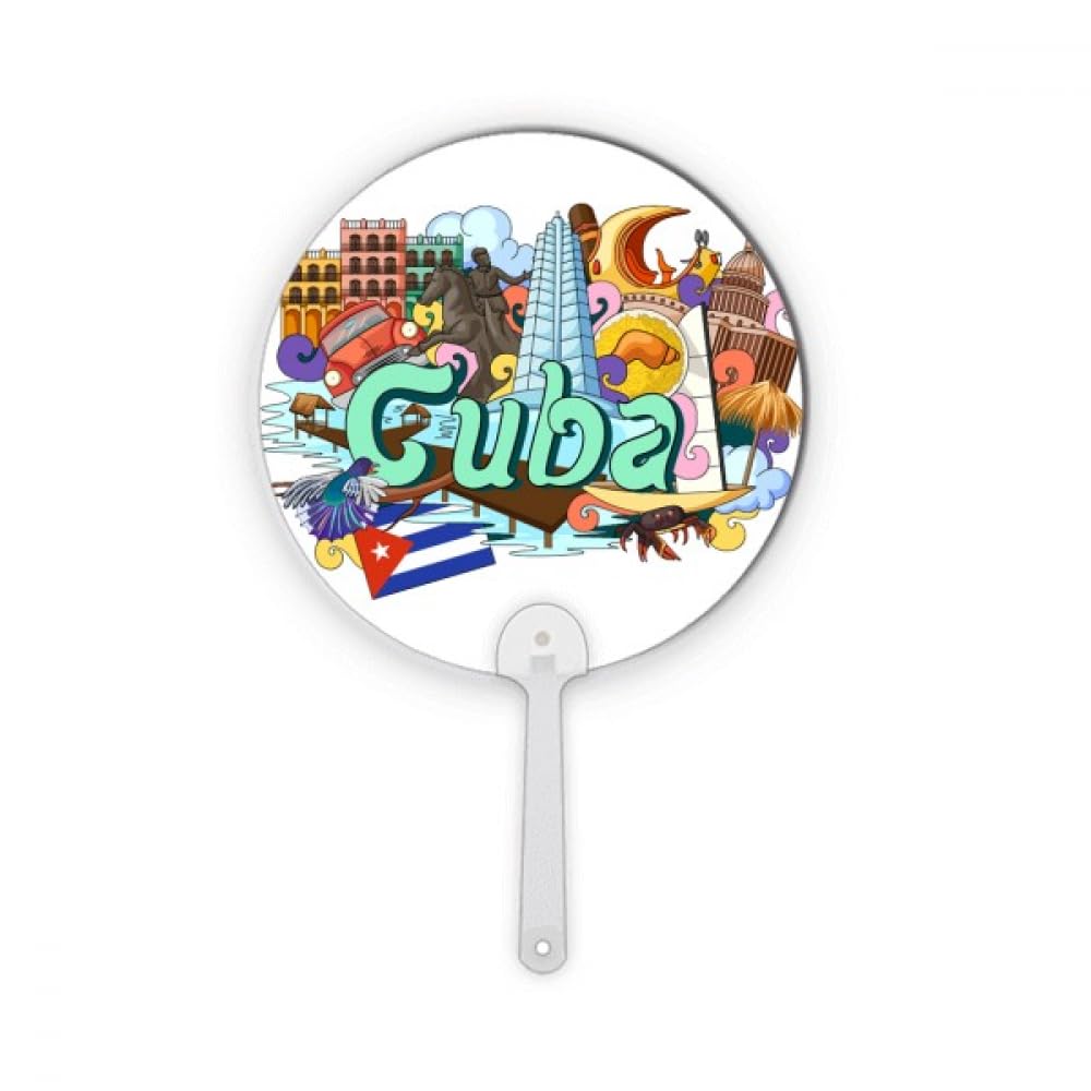 Décoration éventail graffiti Cuba rond plastique pour projets d'artisanat créatif