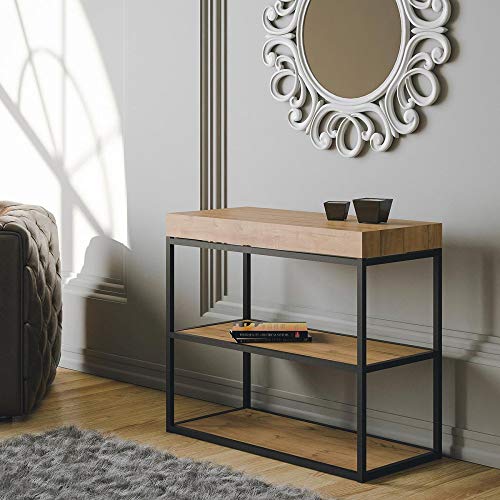 itamoby Plano Premium 90 cm Console Extensible, Panneaux de nobilitato, chêne Nature/Anthracite, l.9 x P.4 x H.77 Cover