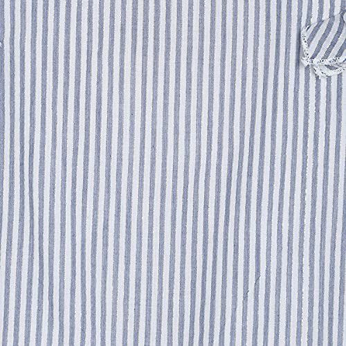 Image of miniklub Girls Grey & White Striped A-Line Pure Cotton Top