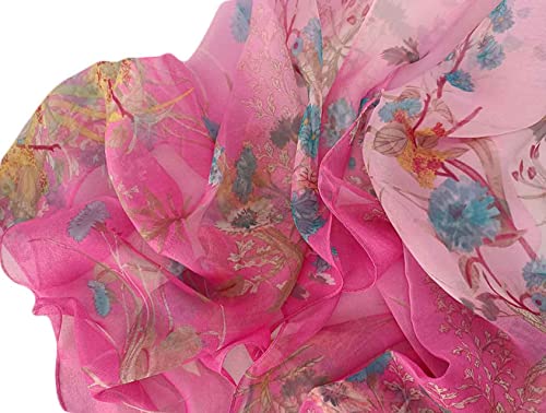 Image of Pokeedioty Scarfs for Women Lightweight Scarves Elegant Floral Pattern Sheer Scarfs Shawls Wraps