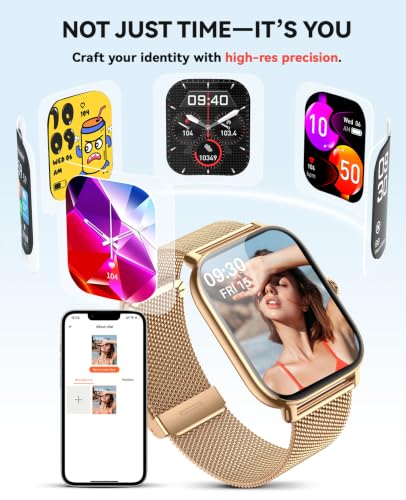 Image of Smart Watches Fitness Tracker for Women Men with Step Counter, Sleep Calorie Monitor, Pedometer, IP68 Waterproof, Smartwatch with 120+ Sports for iPhone Android (Beige)