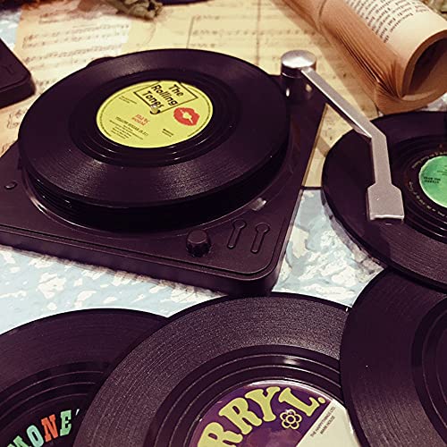 Kaxich Retro CD Record Coasters with Holder