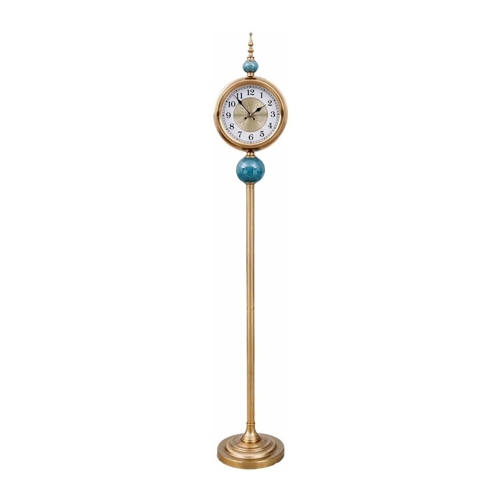 Lizhuzhuzs28 Blue Home Metal Floor Standing Clock European Style Roman Décor