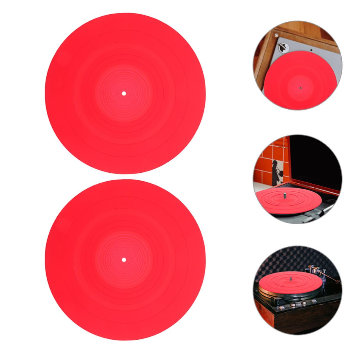 Didiseaon Tappetino 2 per Rosso in Silicone Antistatico Protezione Delicata per Dischi in Vinile, per Dj e Appassionati di