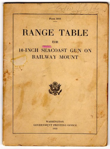 Form 1016 - Range Table for 10-Inch Seacoast Gun on Railway Mount ...