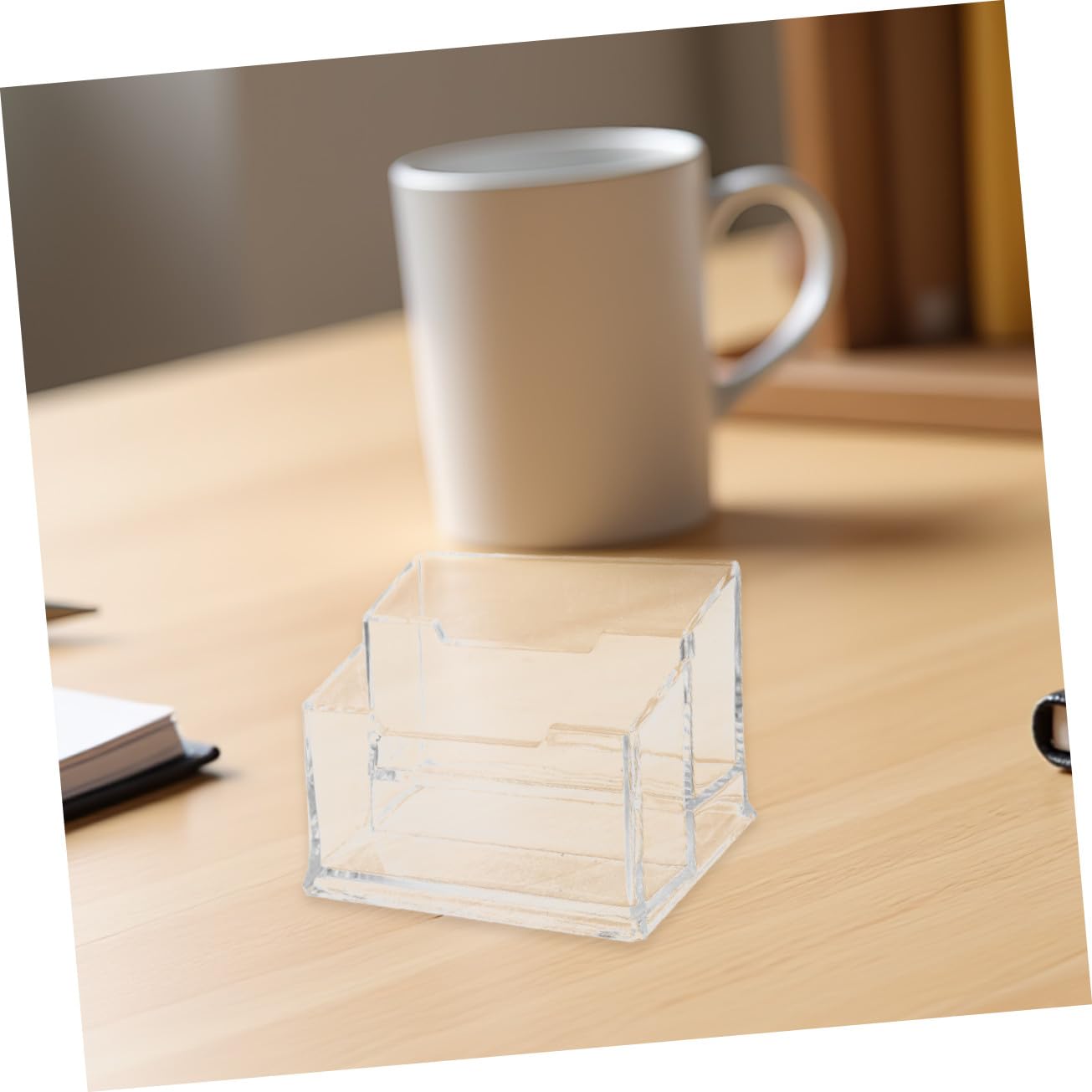 5 pezzi Porta Biglietti da Visita Trasparente in Plastica Organizer da Scrivania con Base Stabile per Ufficio Conferenze e Mostre Supporto Leggero e Portatile per Carte da Visita