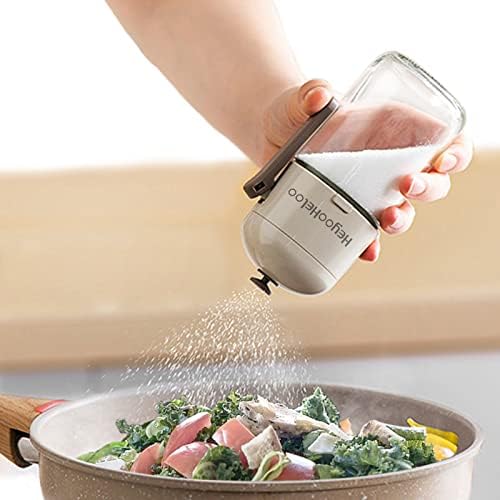 HeyooHeloo Precision Salt Dispenser with Moisture-Proof Glass Seasoning Jar,Perfect for Salt, Spice, Pepper (M)