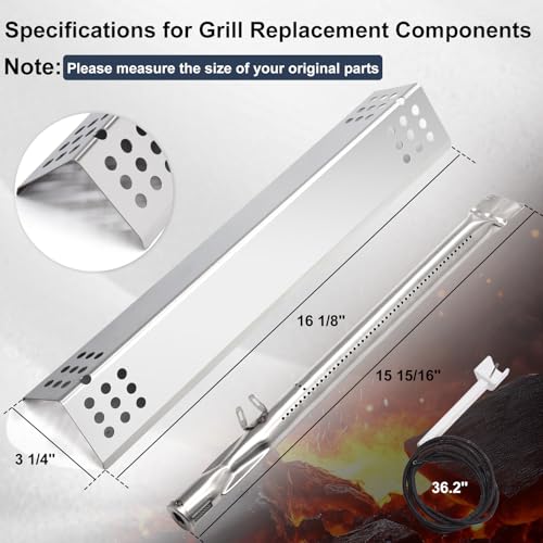 Image of Criditpid Replacement Parts for Monument Grill 77352 77352MB 77352-MB 35633 41847NG 24367 24633 6 Burner Grill, A0212926 Burner, D010012307 Flame Tamer & Igniter for Monument Grills 77352 Gas Grill