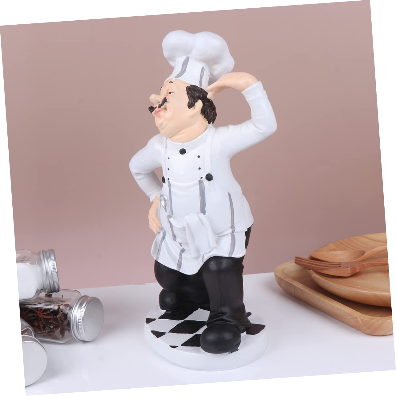 Chef Ornamento da Tavolo Raffinato in Resina Statuetta Bianco Stile Europeo Decorazione Stabile e Portatile per Casa, Pasticceria e Caffetteria