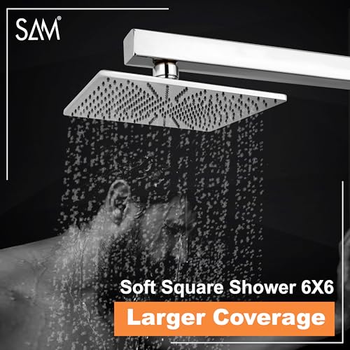 Image of SAM Shower Slim High Pressure Rainfall Showerhead Without Arm for bathroom (Soft Square, 6 * 6)