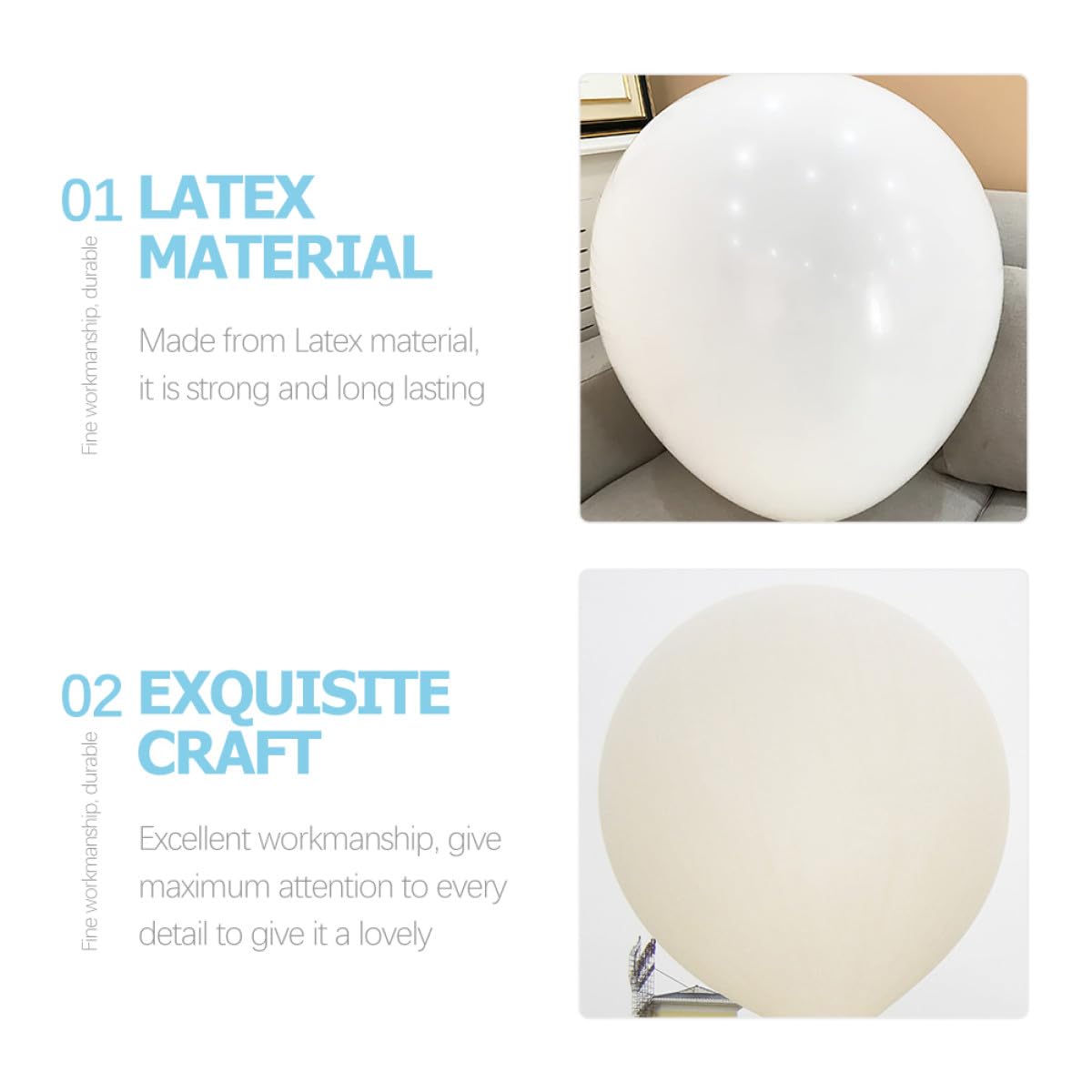 Großer Weißer Latexballon 120 Zoll Runder Riesen Wetterballon für Party und Eventdekoration Wetterbeständig mit Stabiler Oberfläche für Hochzeit Geburtstag und Feier
