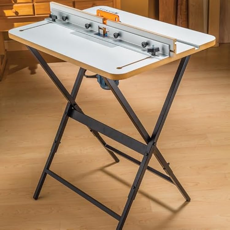 Complete Router Table Package - Lightweight & Sturdy Router Table Kit w/Powder-coated Black Steel Stand, Phenolic Plate, More - Wooden Carpentry Tools & Accessories to Route w/Precision & Ease