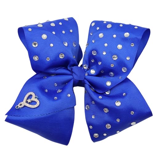 JoJo Siwa Blueberry Pop Hair Bow Blue with Clear Rhinestones and Exclusive JoJo Rhinestone Charm Secure Clip