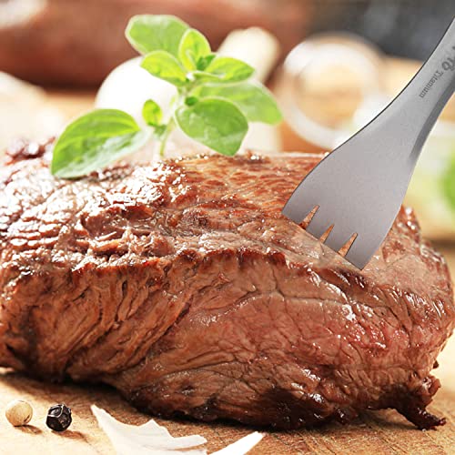 Qeeyon 2 In 1 Fork And Spoon Combo, Titanium Spoon Fork Set Reusable Camping Utensils Travel Flatware, Metal Spork Cutlery For Backpacking Picnic Hiking Office Outdoors #TOP4