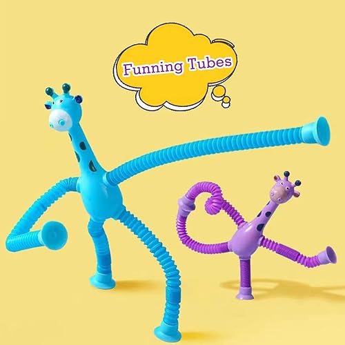 Miniatura 3 de Paquete de 8 juguetes telescópicos de jirafa con ventosa, tubos sensoriales para niños y niñas, juguetes antiestrés para niños y niñas de 14 años,