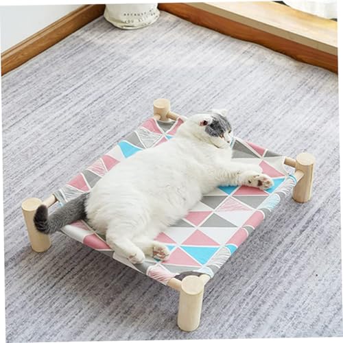 Hamaca de madera para gatos y perros pequeños cama elevada portátil lavable 5