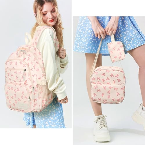 Image of PALAY School Bag for Girls Cute Preppy School Backpack with 2 Mini Bags Kawaii Girls Backpacks for Teenage Secondary Primary Middle