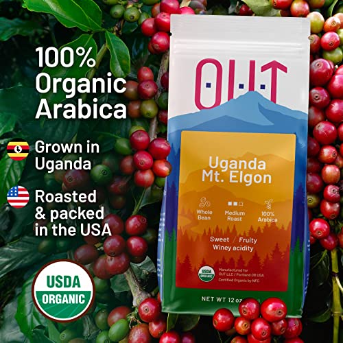 Uganda Coffee - Organic Low Acid Whole Bean Coffee - Gourmet Medium Roast, Direct Trade 100% Arabica Coffee - 12 Oz #TOP2