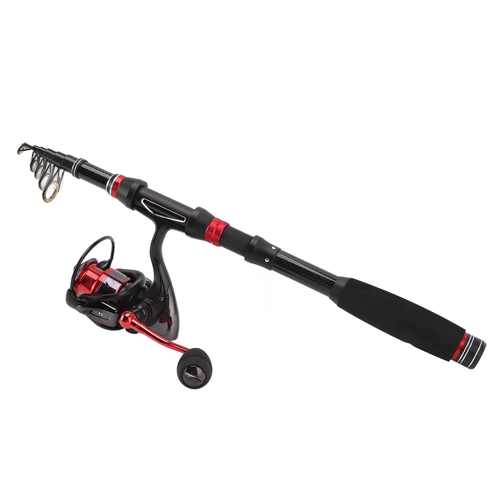 Kit di pesca con canna da pesca e bobine in fibra di carbonio kit di pesca telescopico con esca di bobina di bobina per esca accessori per ganci per pescherecci per la spia