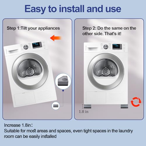 4Pcs Anti Vibration Pads for Washing Machine, Stops Washer Dryer Moving, Prevents Noise, Vibration Transfer, Antivibration Stabilizer Support Feet (Increase1.8in) - Image 5