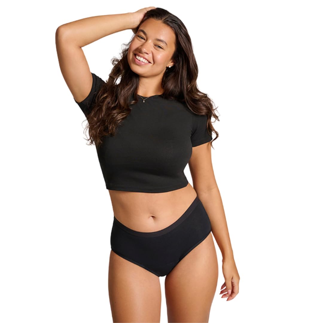 asan Period Underwear | Reusable Leak-Proof Period Panty | Premium BCI Cotton | Light Medium Flow | Hipster Style | Size XS | Colour - Black | Pack of 3-picture-45