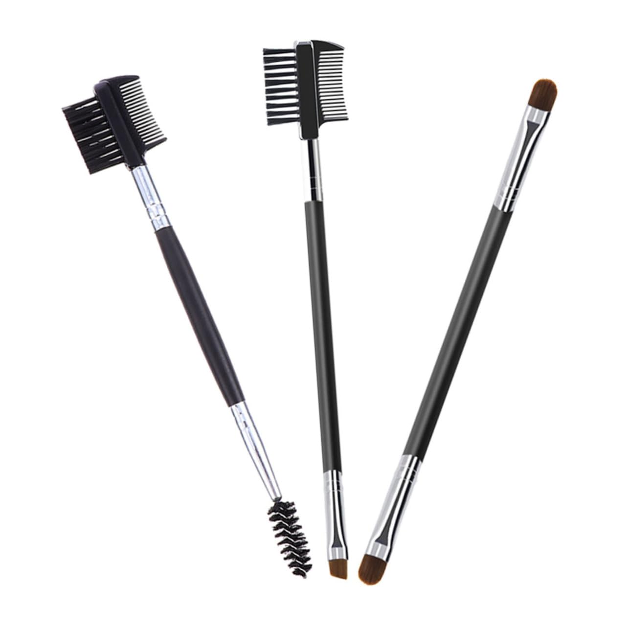 MUSISALY Eyebrowbrush Double-ended Eyebrow Brush Set 3pcs Makeup Brush Comb Portable Beauty Tool for Natural Tidy Brows