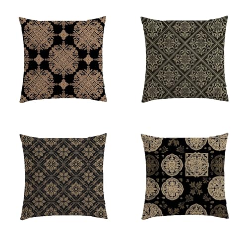 Housse de coussin 50x50cm aspect lin avec impression double face retro