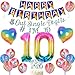 Tie Dye 10th Birthday Decorations for Girls, Rainbow Peace Out Single Digits Tie Dye Tenth Birthday Party Supplies, Paper Glitter Banner & Cake Topper Double Digits 10 Birthday Decor