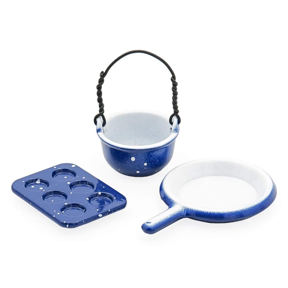 Odoria 3-teilige Miniatur-Servierpfannen – Maßstab 1/12, Metall – Für Puppenhaus-Küche