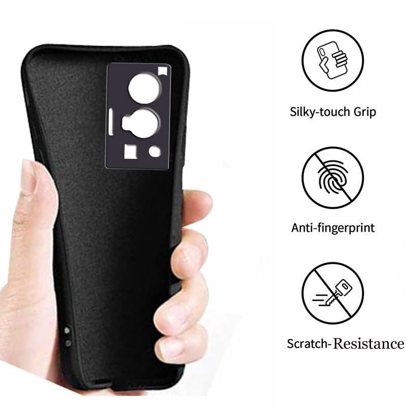 Image of A rtistque Liquid TPU Silicone Matte Shockproof Flexible with Camera Protection Soft Back Cover Case for Vivo X70 Pro - Black
