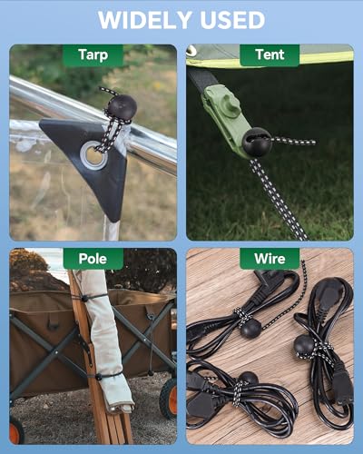 Image of 18 Inch Adjustable Ball Bungee Cords, Easy to Adjust from 1 inch to 18 inch, 40 PCS Ball Tie Downs with UV-Resistance & Superior Elasticity, Great for Tarp, Tent, Pole, Cargo, Holding Wire and Hose, etc